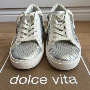 Dolce Vita Women's Zina Sneaker size 8.5 Silver & White Leather